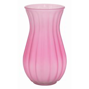 Pink Frost Ribbed Glass Vase