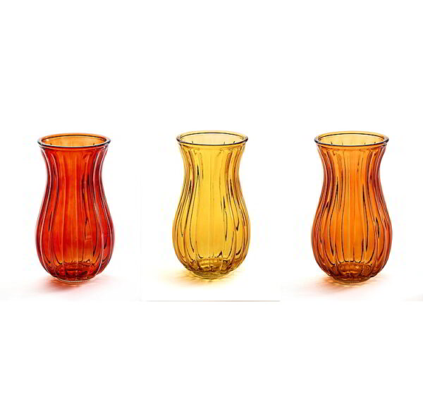 Ribbed Glass Vase - Autumn Assortment