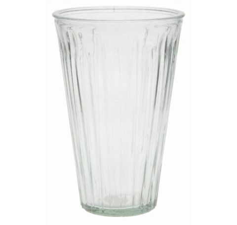Large Ribbed Glass Vase - Clear - Longhorn Imports
