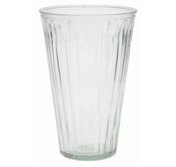 Large Ribbed Glass Vase - Clear