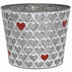 Galvanized Metal Planter with Hearts