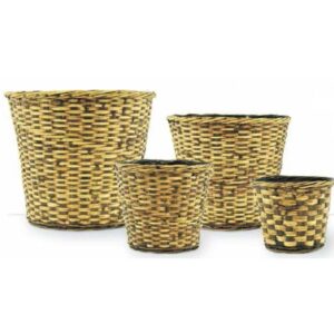 Brown Stain Faux Rattan Planter - fits 6" pot