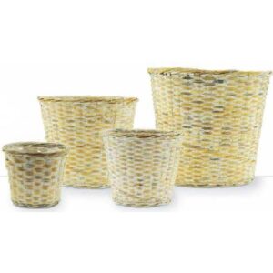 White Washed Faux Rattan Planter - Fits 6"